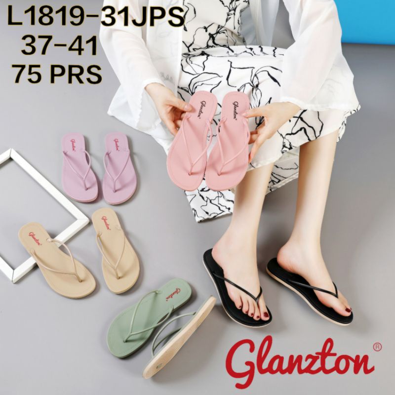 L1819-31VPS Sandal Jepit Tali Bulat Karet Jelly Glanzton Doff Tali Kabel Kecil Tipis Wanita Import Impor Glanzton Glaston L1819 L1819-31 Sendal Wedges Glanz Verotino Cewek Perempuan Japit Flat Terbaru Murah Teplek Anti Air 37-41