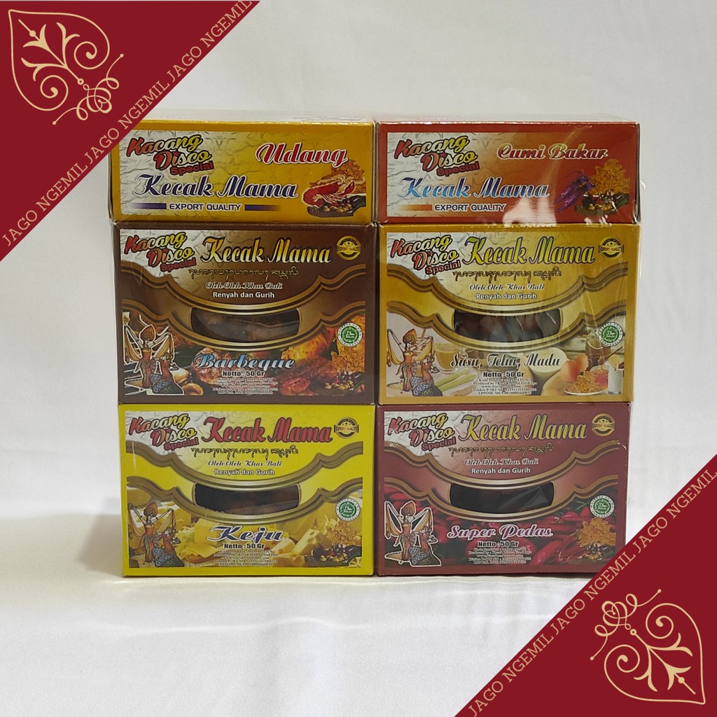 Kacang Disko Kecak Mama paket 50gr 10box mix rasa - Kacang Disco Bali