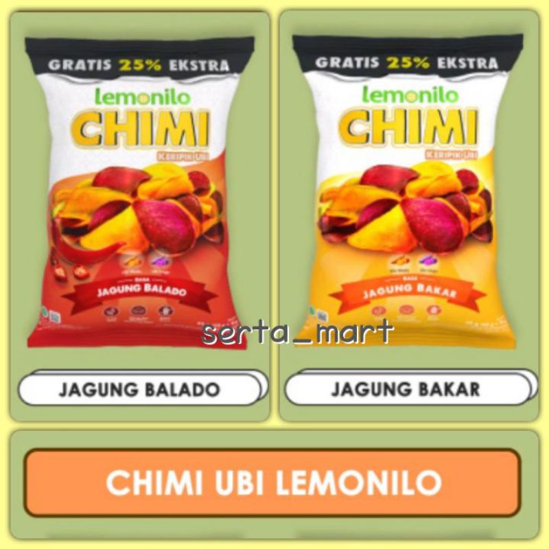 

Lemonilo Chimi Keripik Ubi 40gr - Kripik Ubi Jagung Balado / Jagung Bakar - Snack Cemilan Sehat