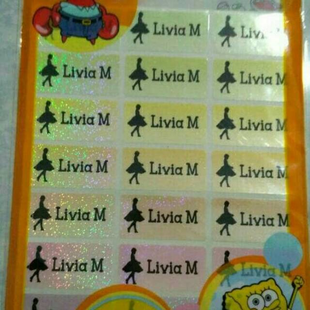 

stiker label nama waterproof Polos rainbow glitter.