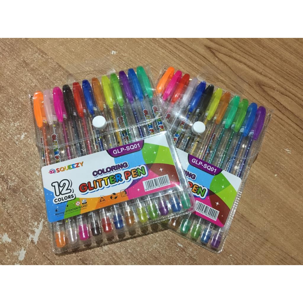 

Pulpen Gel Glitter / Glitter Pen Squeezy 12 Warna