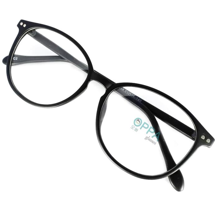 Frame Kacamata Korea Wanita OPPA OP18 FBL Hitam Bulat Fashion