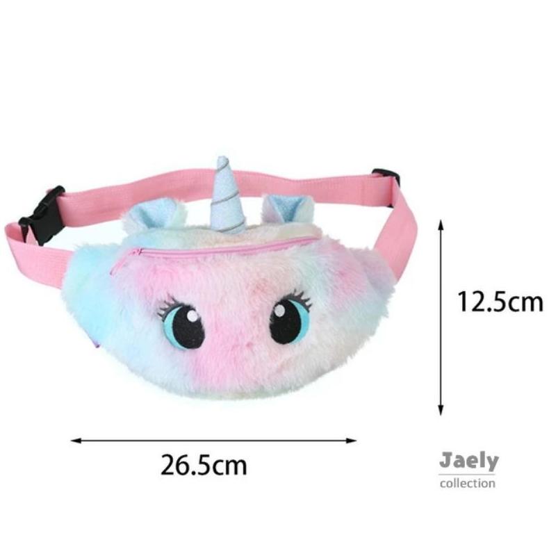Waist Bag Unicorn Bulu Tas Pinggang Anak Perempuan Tas Selempang Unicorn Tas Pinggang Kucing Tas Jal