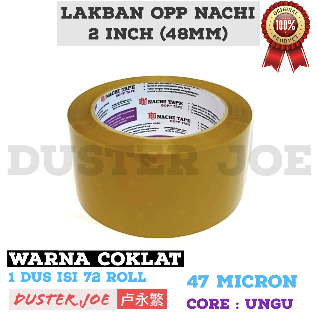 

HJK [PER 1 DUS] Lakban Nachi OPP Bening / Coklat 2 inch 48mm 100 Yard (1 DUS ISI 72 ROL)