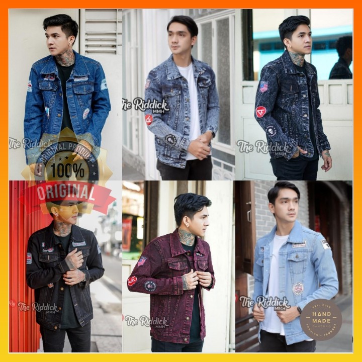 JAKET JEANS MOTIF BORDIR JAKET JEANS EMBLEM JAKET PRIA JEANS THE REDDICK