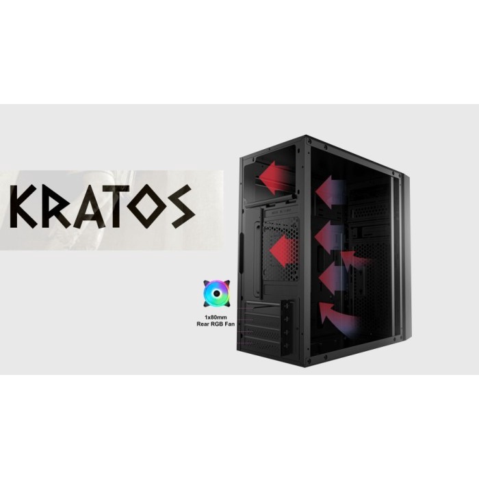 Casing PC VenomRX KRATOS M-ATX Free 1 Fan PC CASE Venom RX