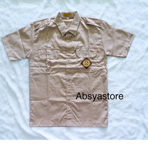 Big Sale BAJU PRAMUKA PENDEK LAKI-LAKI / pramuka panjang pria seragam sekolah bahan OXFORD COKLAT SU