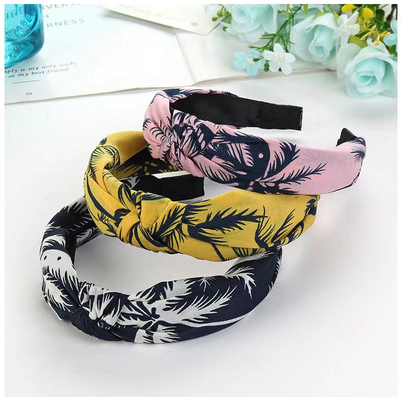 Bando Bandana Wanita Simpul Korean Style Motif Daun Aksesoris Rambut Wanita Fashion Korean Import