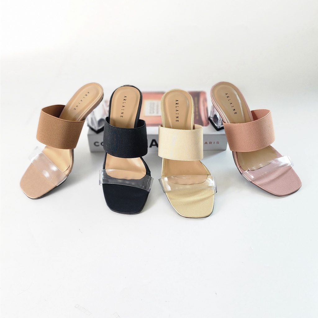 Arlaine - Giani Sandal Heels Wanita/ Heels Kaca / Heels 7cm / Heels Karet Jelly Wanita