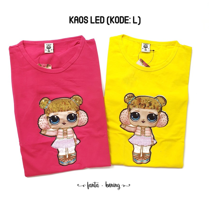 Kaos LED Anak motif LOL (motif K L M N O)