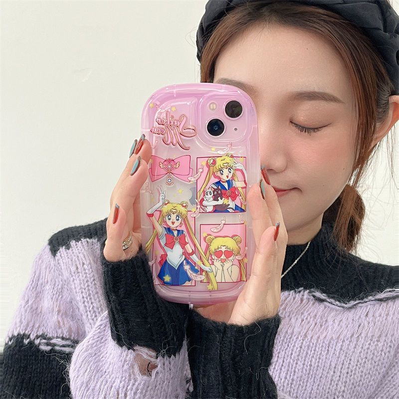 Case Motif print Kartun Perempuan pink Untuk iPhone 12 13 14 11 Pro Max X Xs Max Xr gujdo7