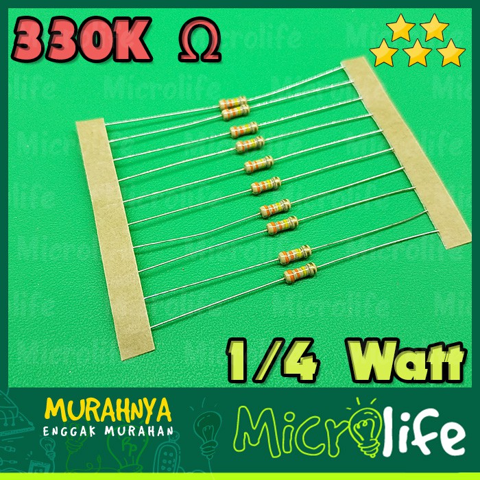 RESISTOR 330K OHM 5% 1/4 WATT CARBON FILM RESISTOR x10