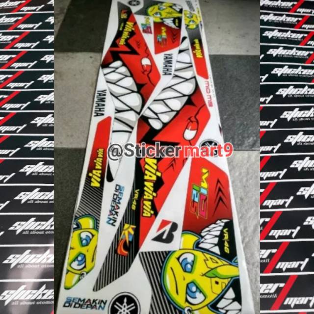 Striping Mio M3/Z 125 merah hiu via via vr46 variasi stickermart9 bishop