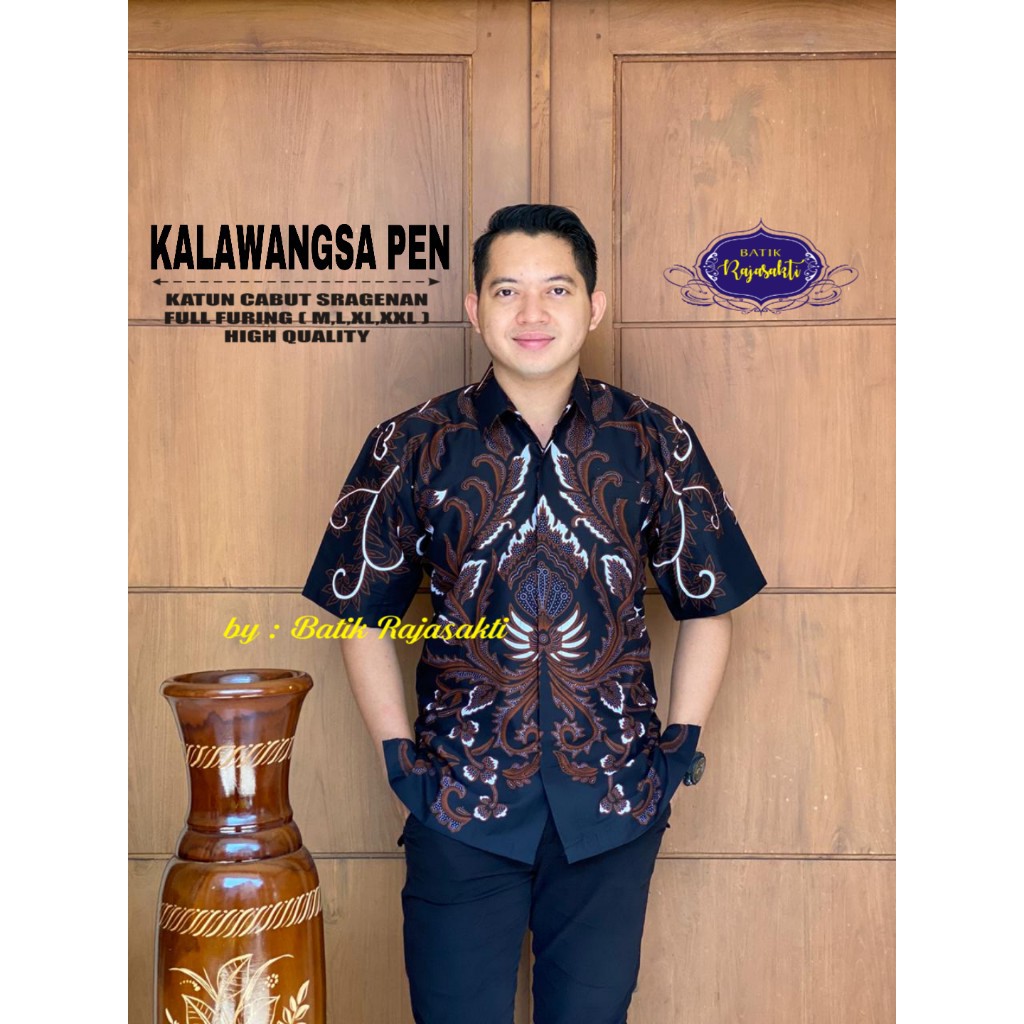 KALANGWANGSA RAJASAKTI KEMEJA BATIK SOLO PRIA LENGAN PENDEK LAPIS FURING ATASAN BATIK PREMIUM MODERN KATUN HALUS BAHUWIRYA  BANAMITRA BANAMITRA PUTIH BANGSAWAN BAYU PUTRA BERLIAN BIRU BHARATAYUDA BIMASENA BIRENDRA BIRU INDAH BRAHMAKERTA BRAHMAKERTA MERAH