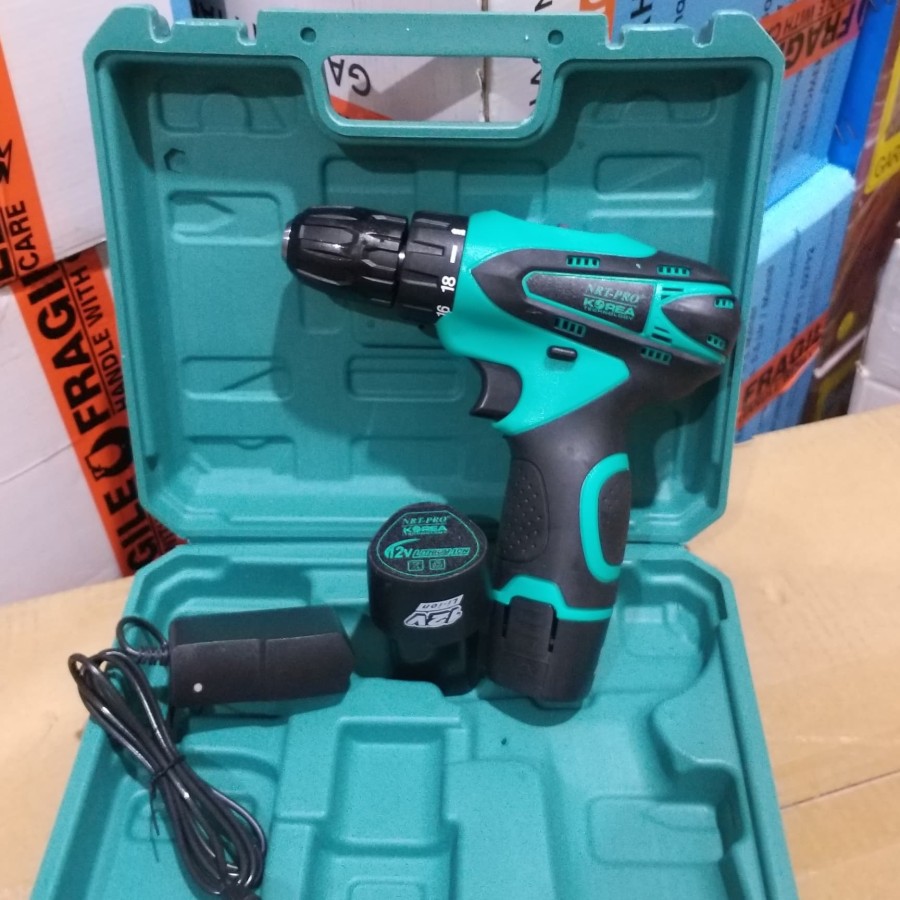 Mesin Bor Cordless Drill NRT-PRO DC330 Batre Baterai Tangan Tanpa Kabel 12 V