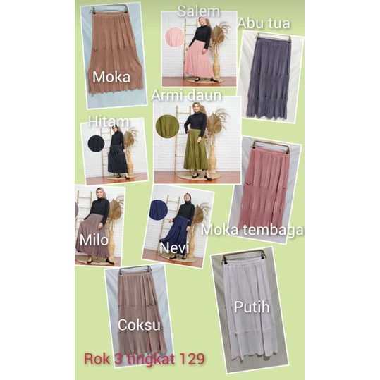 GS- ROK PLISKET 3 TINGKAT/ ROK PLISKET PANJANG/ROK PLKSKET MUSLIM/MAXY SKIRT