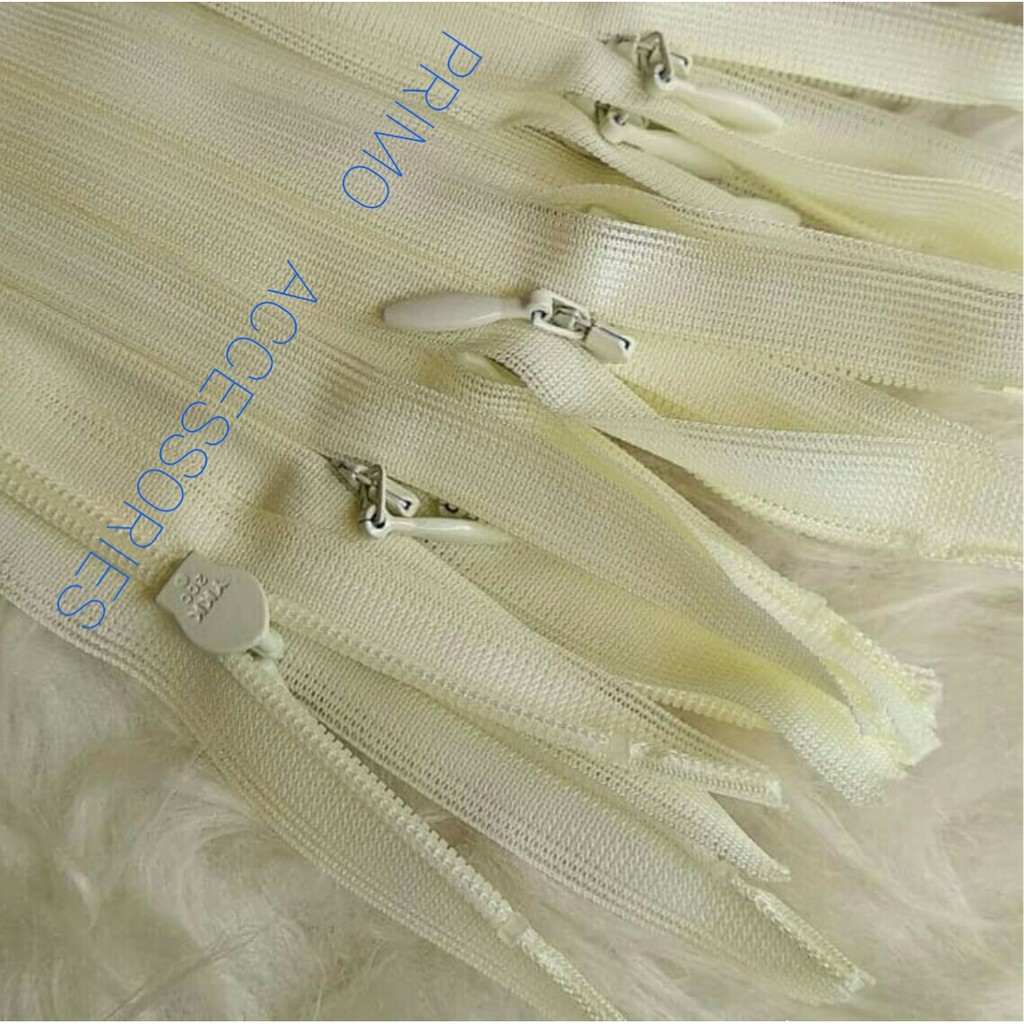 Resleting Jepang "YKK" 10 Inch - 25 cm Kuning Gading/ Invisible Zipper "YKK" Original