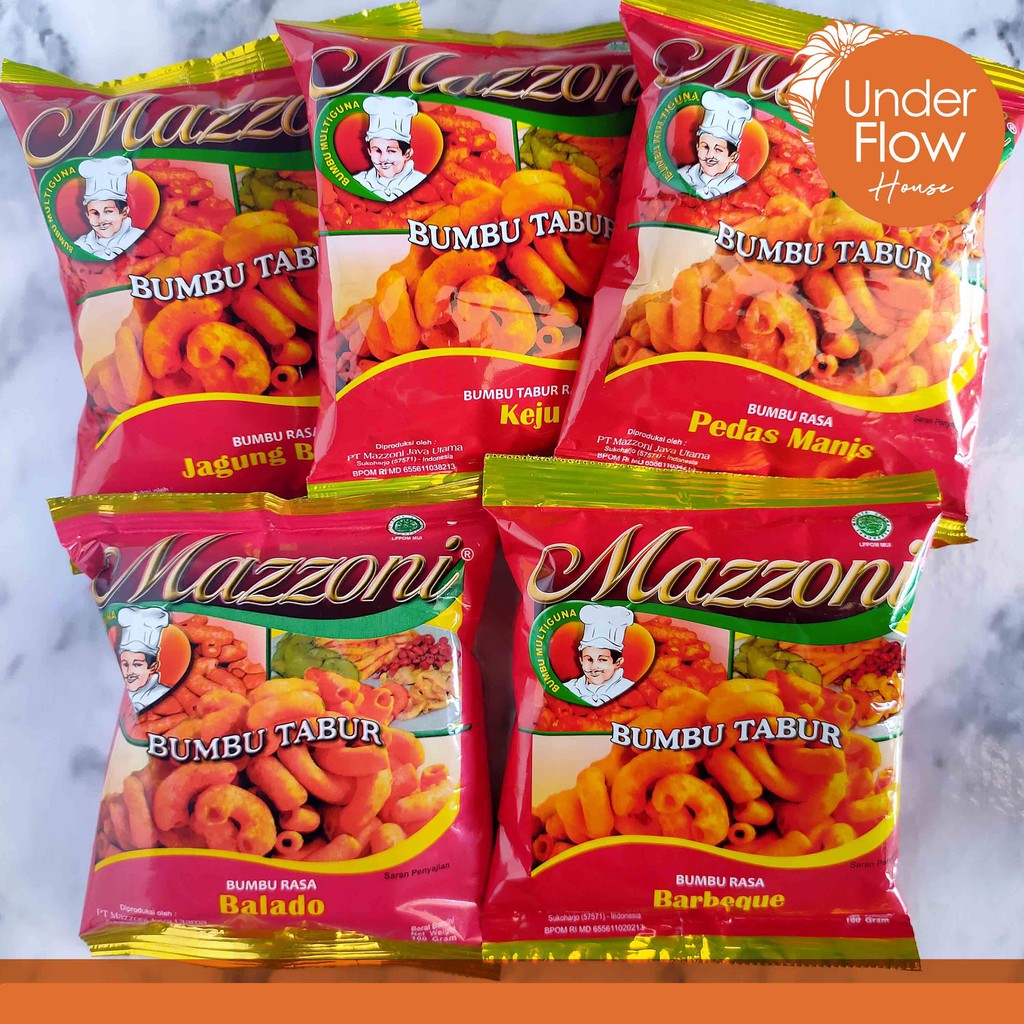 Mazzoni Bumbu Tabur 100g | Rasa Keju BBQ Balado Jagung bakar Pedas manis Ayam bawang Bubuk makaroni