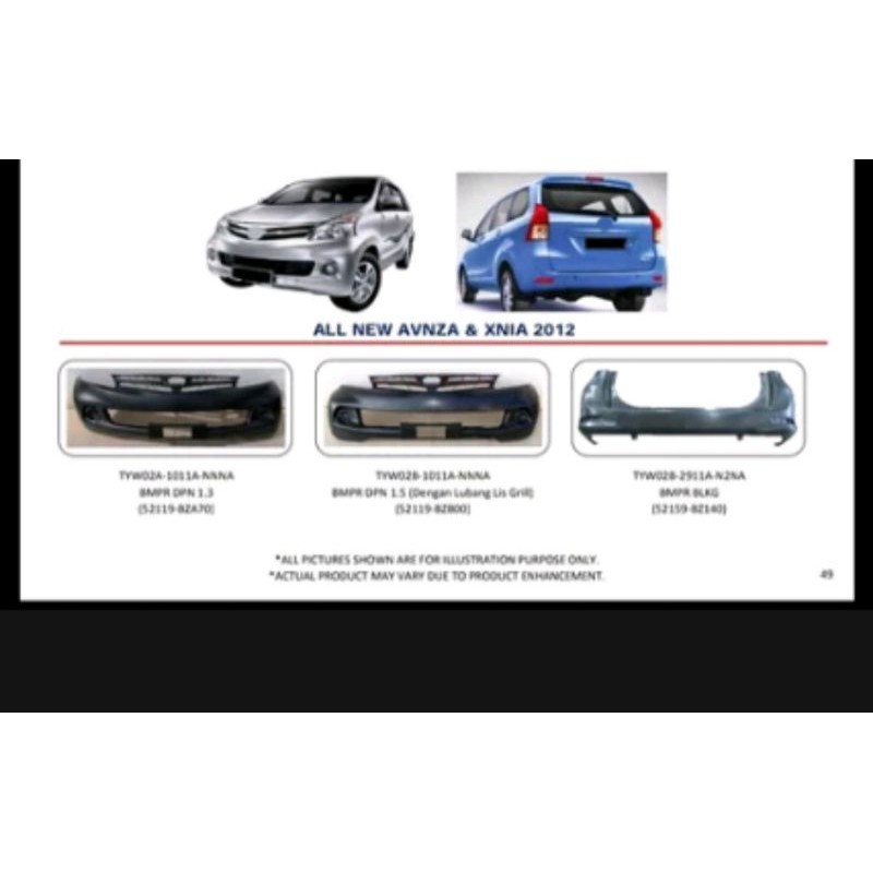 Bemper bumper depan avanza xenia all new 2012 sd 2014