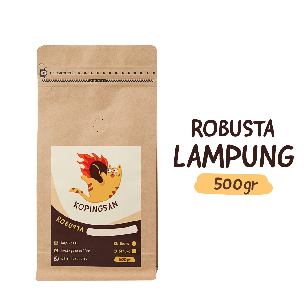 

KOPI ROBUSTA LAMPUNG 500g - KOPINGSAN - FRESHLY ROASTED - Biji Kopi