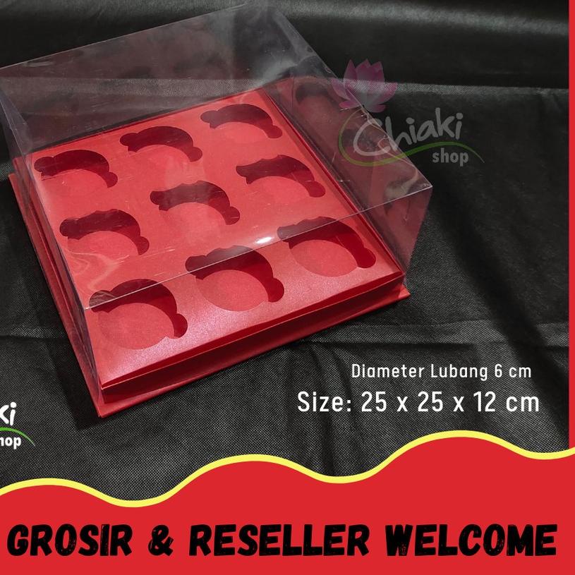 

Box Mika ALAS MERAH 25 x 25 x 12 Cupcake isi 9 Cake Pudding Tart Dus RED Karton Tebal Chiaki Kotak