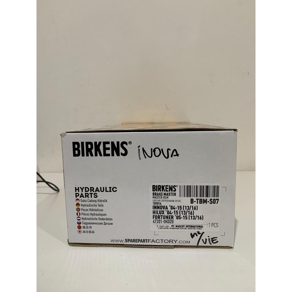 Brake Master / Master Rem Toyota Fortuner 05-15 B-TBM-S07 Birkens