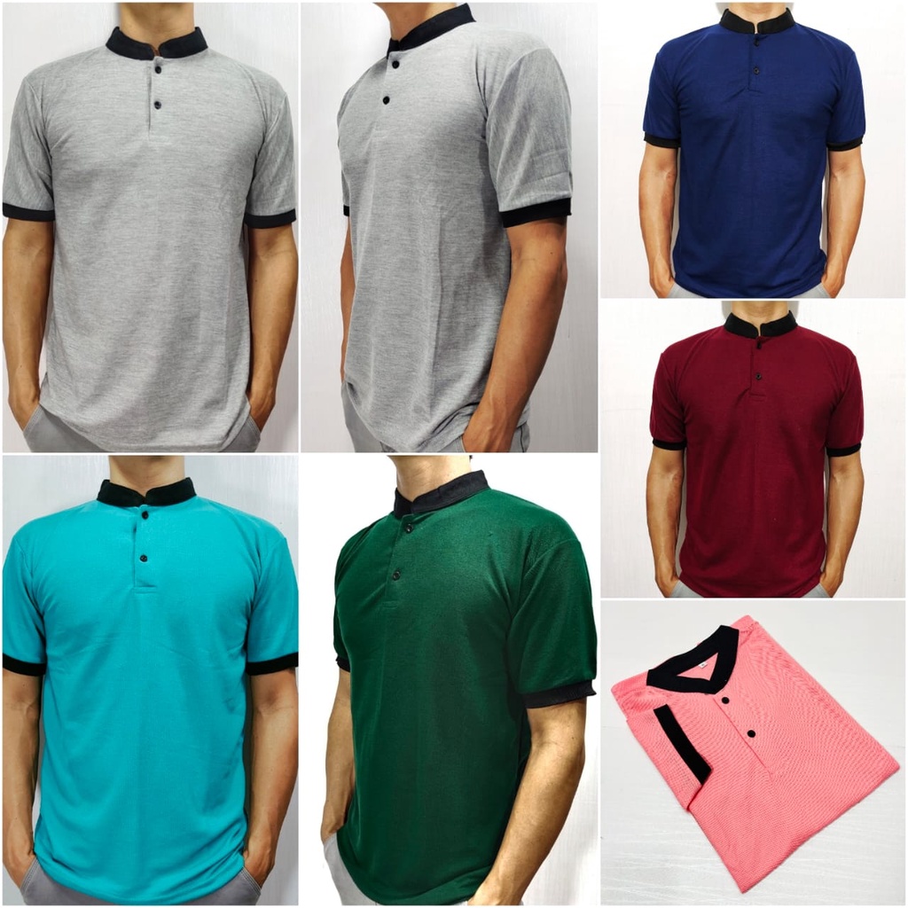 Kaos Polo Shirt Kerah Shanghai Pria Dewasa Lengan Pendek