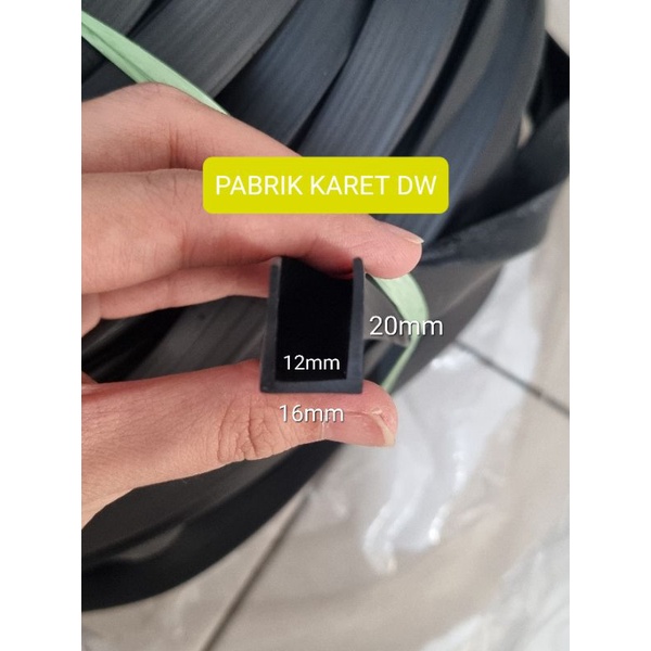 Karet U jepit kaca 12 mm karet lis U jepit plat 12mm meteran