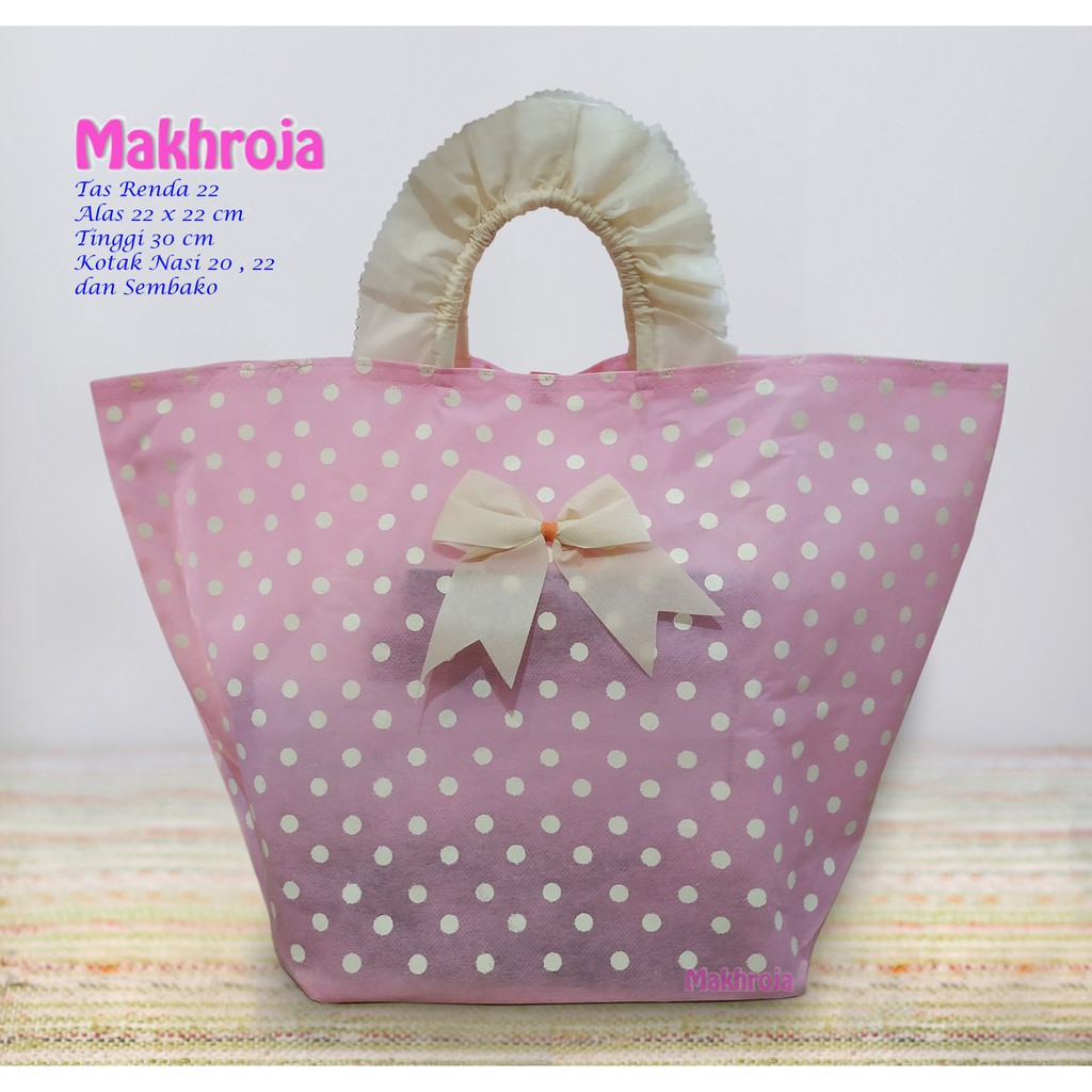 

Tas Hajatan Goodie Bag Spunbond Renda 22 Polkadot Pink