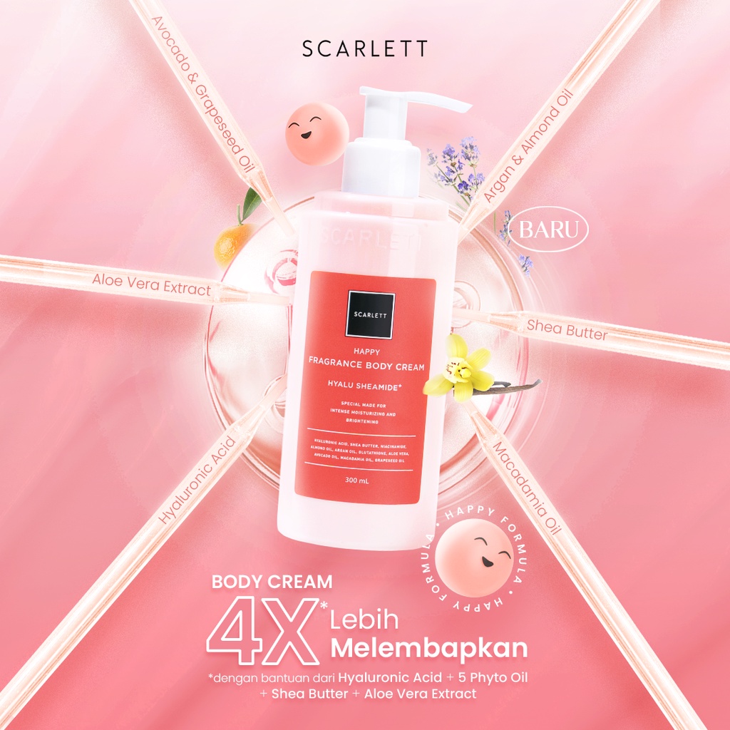 Scarlett Whitening Body Cream Happy Scarlet Skarlet Sachi Beaute