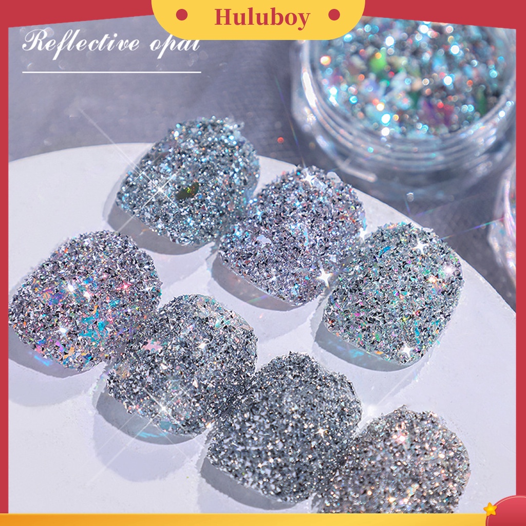 Huluboy Huluboy♡ Bubuk Glitter Reflektif Ekstrak Alami Saturation Tinggi Untuk Manicure