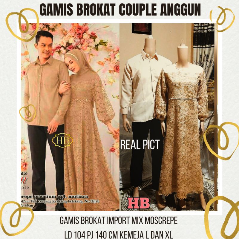 (BISA COD KAKAK) COUPLE GAMIS BROKAT ANGGUN/DRESS KONDANGAN/BAJU COUPLE BROKAT 2021