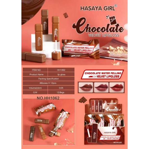 PROMO ECER!!!LIP GLOSS/LIP TINT CHOCOLATE HASAYA GIRL JH-3732/HH1062