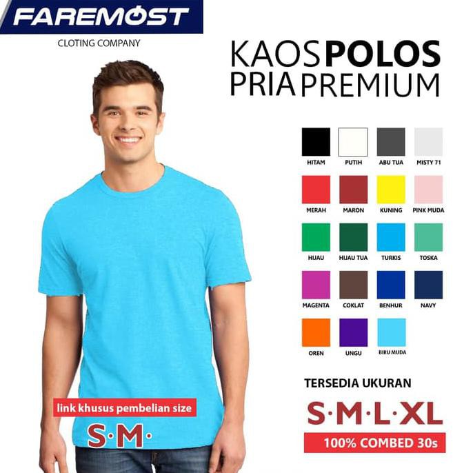 faremost-kaos polos pria lengan pendek cotton combed 30s