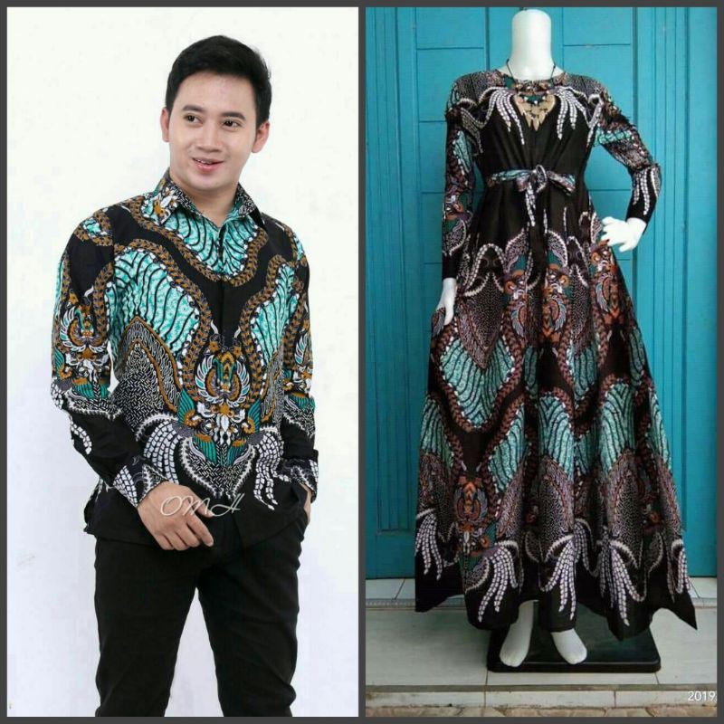 BISA PISAH Batik Couple Keluarga Sania ruffle ori ndoro jowi TERMURAH - Motif Madu Ijo-Gamis saja