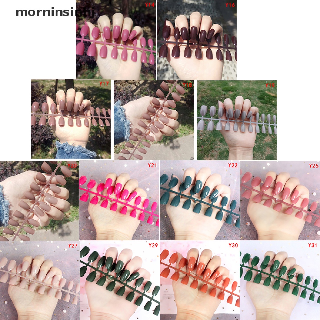 Mornin 24pcs Kuku Palsu Bahan Akrilik Untuk Nail Art