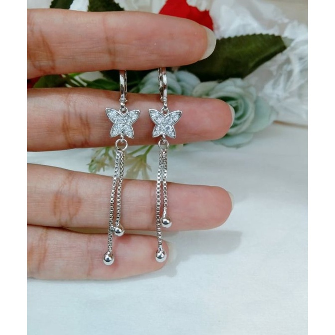 anting wanita dewasa warna silver cantik