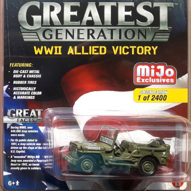 JOHNNY LIGHTNING The GREATEST GENERATION ARMY - WWII JEEP WILLYS MB MILITARY POLICE
