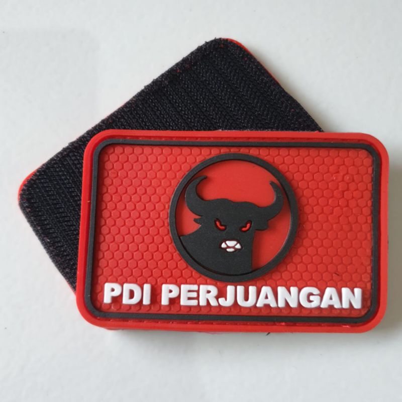 PATCH RUBBER LOGO PARTAI PDI PERJUANGAN/RUBBER PATCH PDI/TEMPELAN EMBLEM KARET VELCRO