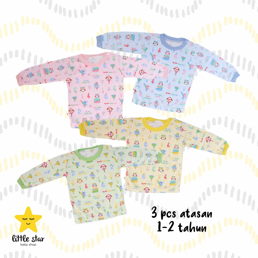 Y Lin 3 PCS Kaos Atasan Lengan Panjang Anak Bayi Cewek Cowok