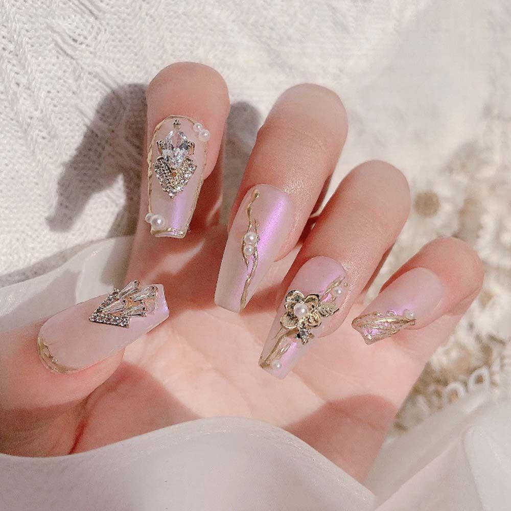 Needway Kuku Seni Berlian Imitasi Mewah Jepang Bunga Rantai Perhiasan Busur Berlian Ornamen DIY Nail Art Jewelry