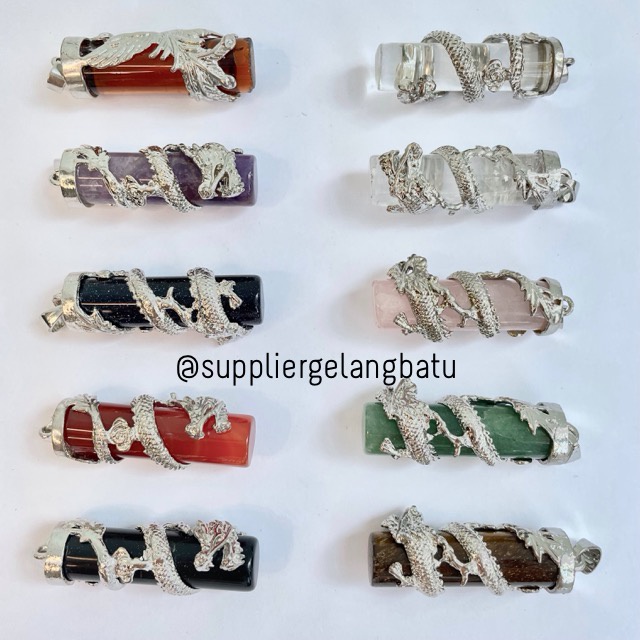 [ TERLARIS ] KALUNG LIONTIN GIOK CINA NAGA LILIT BATU ALAM PRIA KESEHATAN VITALITAS ASLI KECUBUNG ONYX GARNET QUARTZ