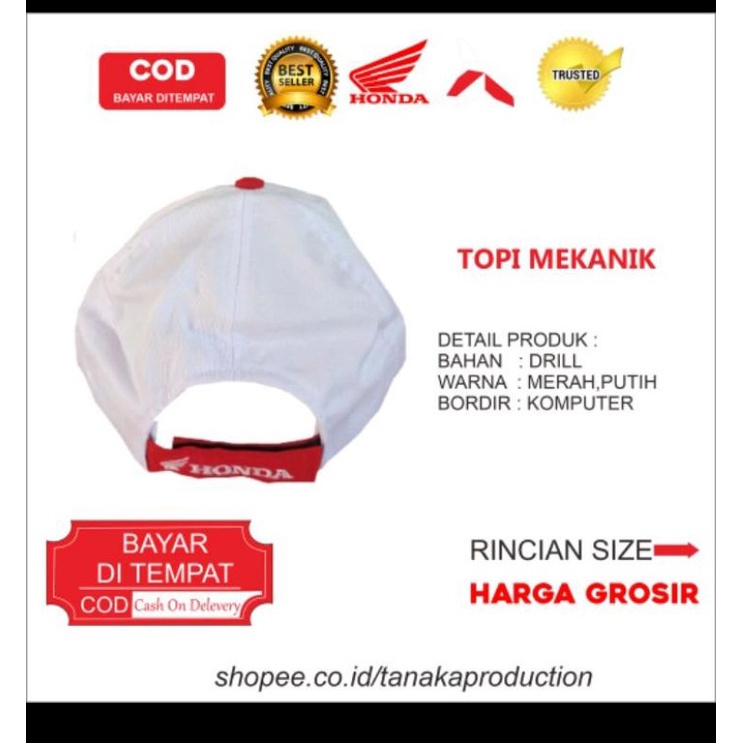 Seragam Honda Topi Honda | Topi Mekanik | Topi AHASS