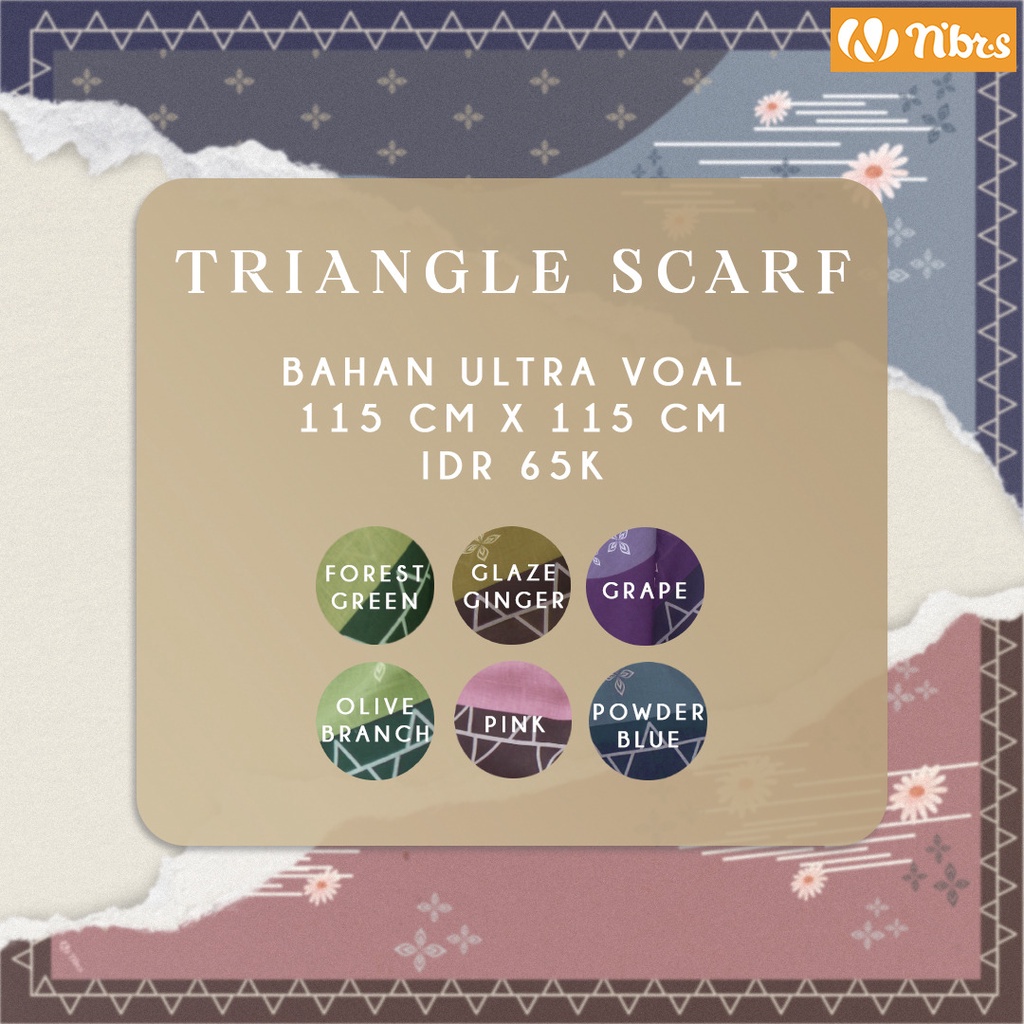 Nibras Hijab Triangle Scarf Jilbab Motif Cantik Simple Bahan Ultra Voal Segi Empat