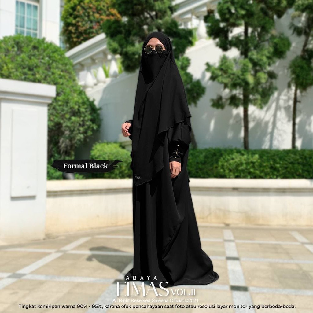 Set Abaya + French Khimar  ELMAS VOL .II by Saleeha warna formal black