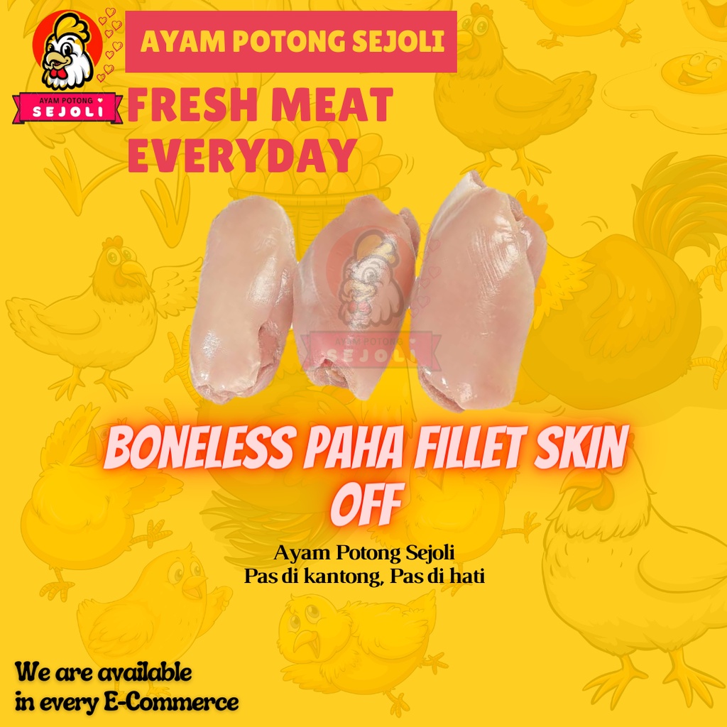 

Bonless Paha Polos 1kg tanpa tulang Ayam Boiler fillet Fillet fresh frozen