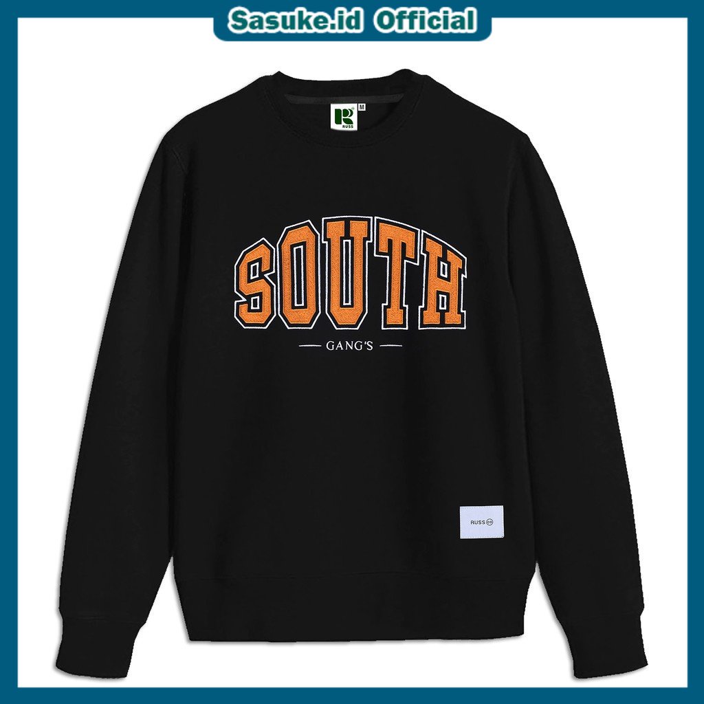 sasuke id / Russ Hoodie Crewneck South Black Pria Wanita