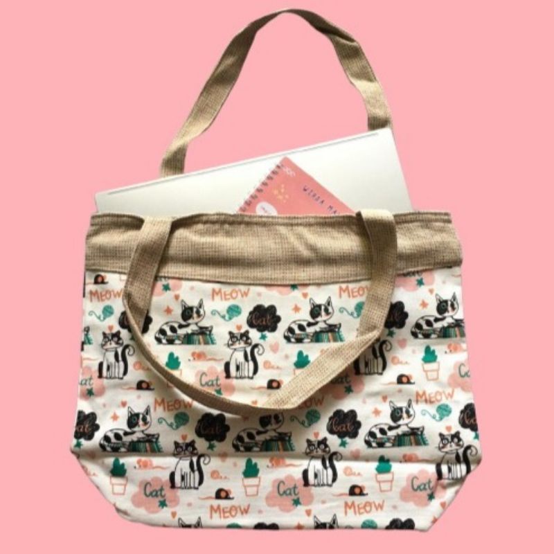 Nudie Totebag Motif Tas Jinjing Bahan Kanvas