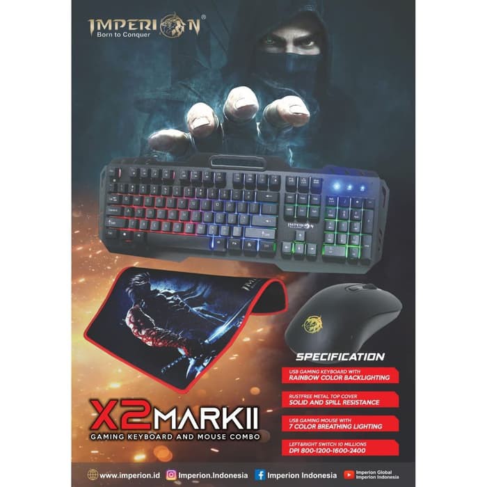 Imperion gaming keyboard mouse mousepad combo X2 MARK ll