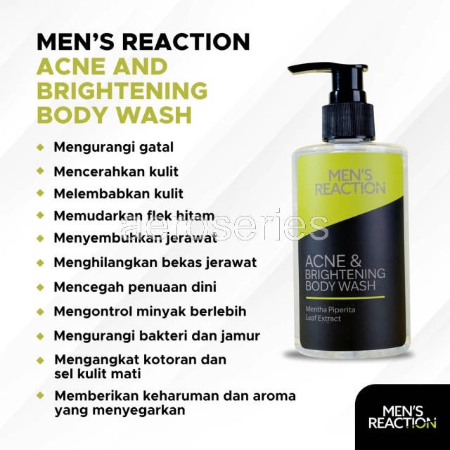 MENS REACTION BODY WASH ACNE SKIN SABUN MANDI PRIA SABUN MANDI JERAWAT BODY WASH BRIGHTENING